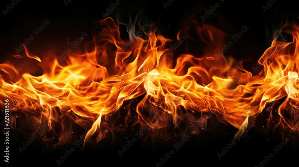 A close up of a fire on a black background. Can be used for various design projects A close up of a fire on a black background. Can be used for various design projects