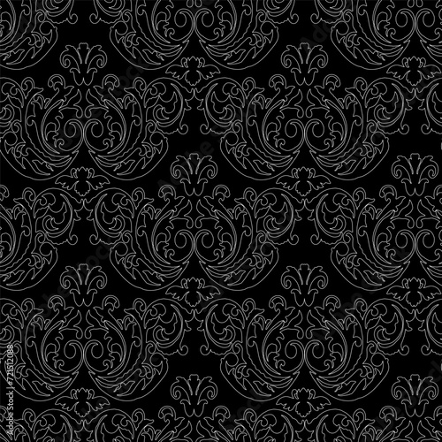 Vector damask vintage baroque ornament. Retro pattern antique style. Seamless floral pattern. Royal wallpaper. Gothic background. Vector black and white ornament