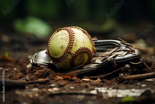 Softball glove with ball in it