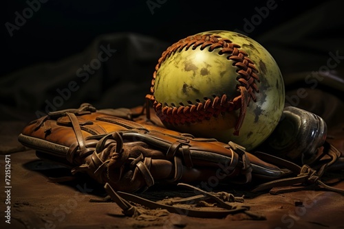 Softball glove with ball in it