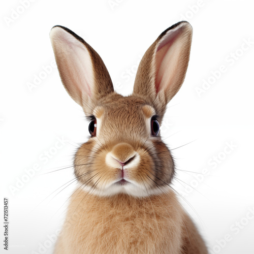 A portrait detailed High quality, portrait image of a rabbit placed on a white background.