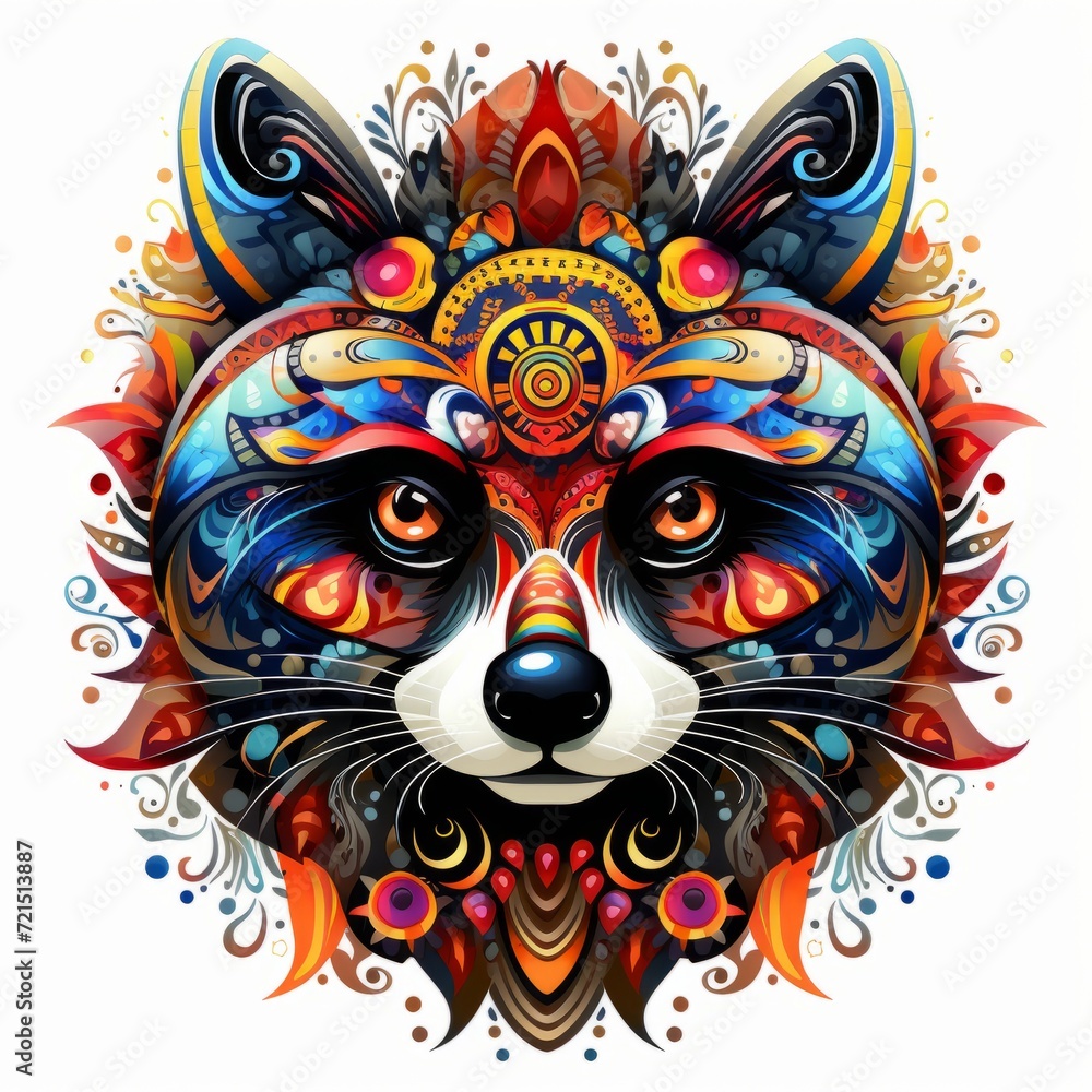 Raccoon Coon Abstract Fantasy Animal God Portrait Bright Artistic Mystique Colorful Digital Generated Illustration Artwork Raccoon Coon Abstract Fantasy Animal God Portrait Bright Artistic Mystique Colorful Digital Generated Illustration Artwork