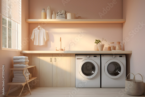 modern laundry room with cabinets 