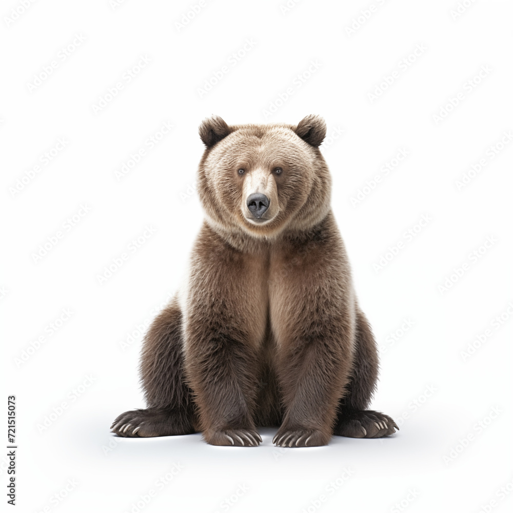 Obraz premium A detailed High quality, portrait image of a bear placed on a white background.