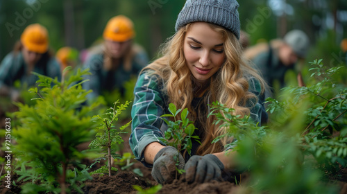 Community Reforestation Effort in Lush Greenery