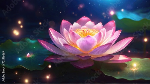 Lotus flower with light sparkles is so beautiful