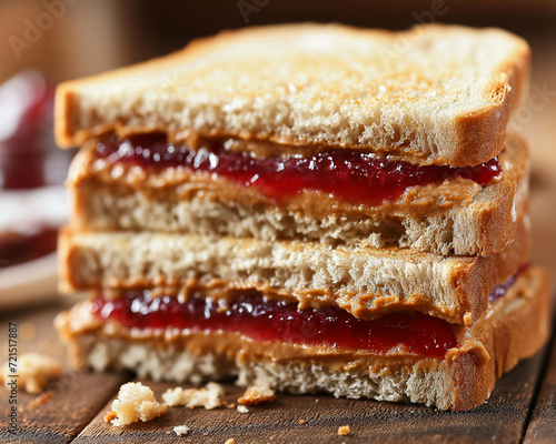 delicious looking peanut butter and jelly sandwich.  photo