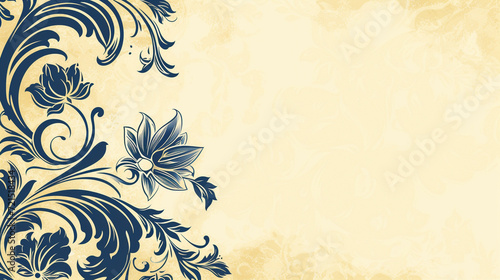 Royal blue & pale-yellow vintage background vector presentation design with copy space