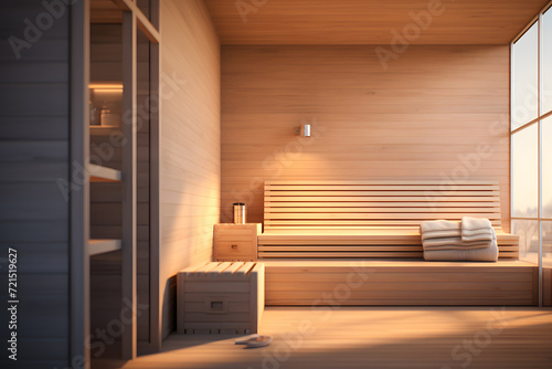 modern sauna spa room with cedarwood paneling © sugastocks