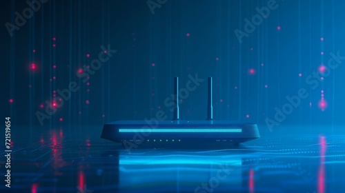 Futuristic High-Speed Network Router with Glowing Lights. Generative ai