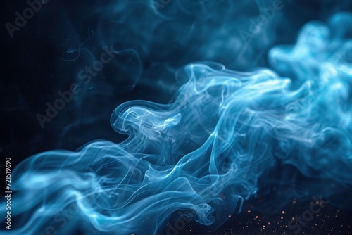 Blue Smoke on Black Background, A dynamic and graceful display of navy and sapphire smoke streams, presenting a mystical and silky visual experience..