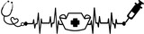 Heartbeat Nurse, stethoscope, string, medicine and hospital vector graphics, cure, take care of the patient with love, save life