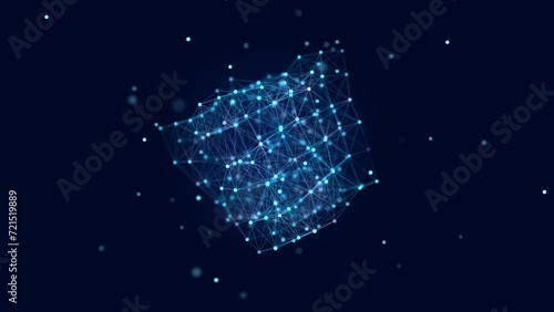 Information storage cells. Abstract background with dots and lines. Network connection structure. Big data digital background. 3D rendering.
