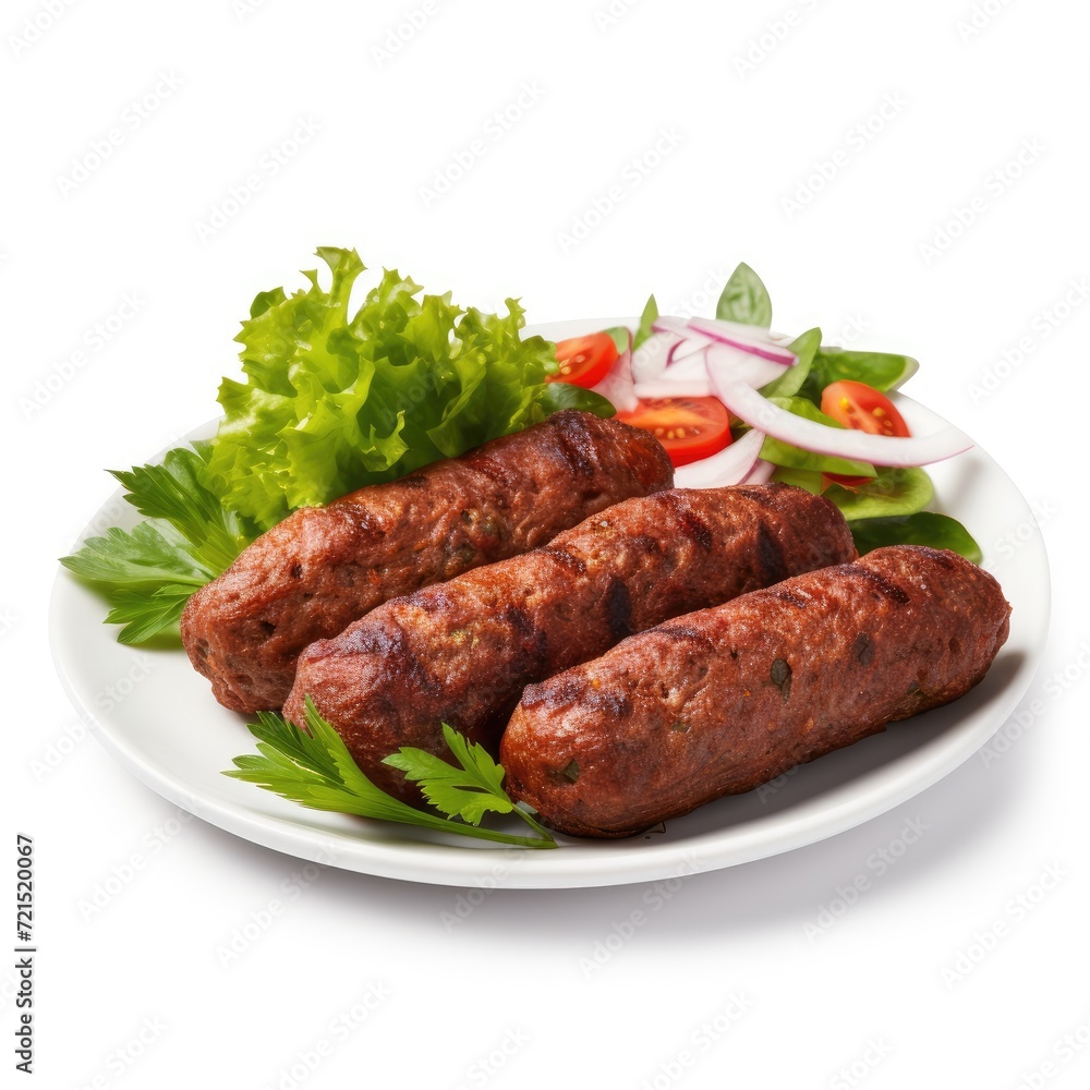 Photo of kofte isolated on white background Photo of kofte isolated on white background