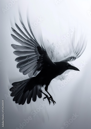  high quality luminogram illustration of crow flyng photo