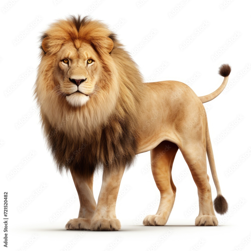 Photo of lion isolated on white background