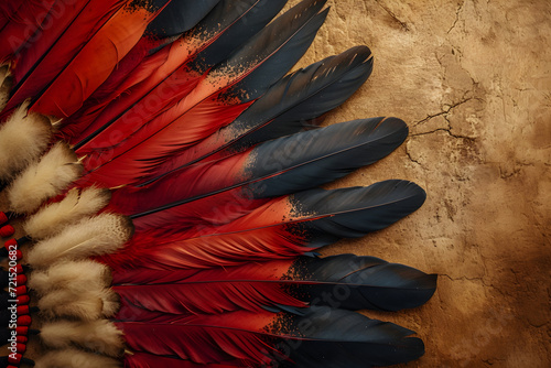 Traditional Native American with feathers background for Indigenous Peoples' Day and National Native American Heritage Month. photo