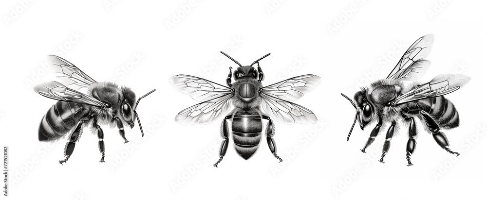 Hand-drawn Bee Illustration - obrazy, fototapety, plakaty 
