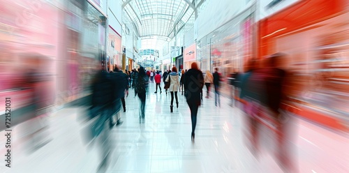 Blurred people walking in the shopping mall