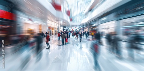 Blurred people walking in the shopping mall