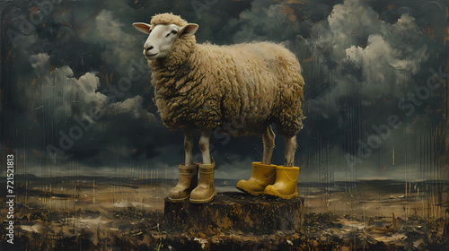 sheep  with rubber boots photo