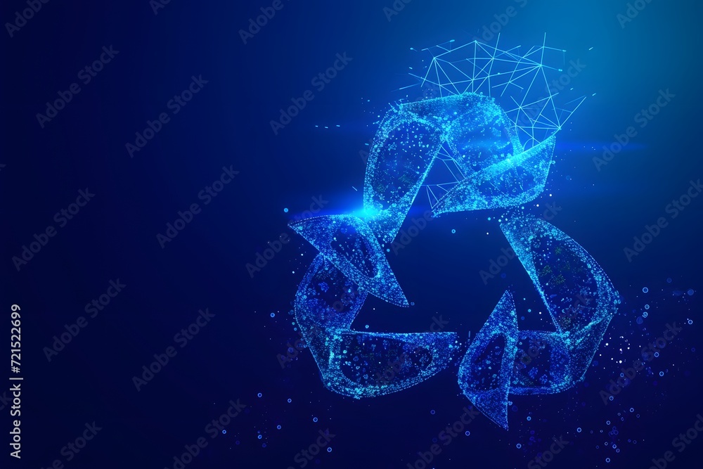 Blue Abstract Recycle Icon Celestial Network Connections Copy Space