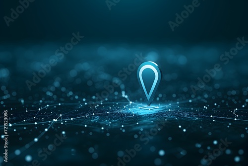 Blue Abstract GPS Location Pin Celestial Network Connections