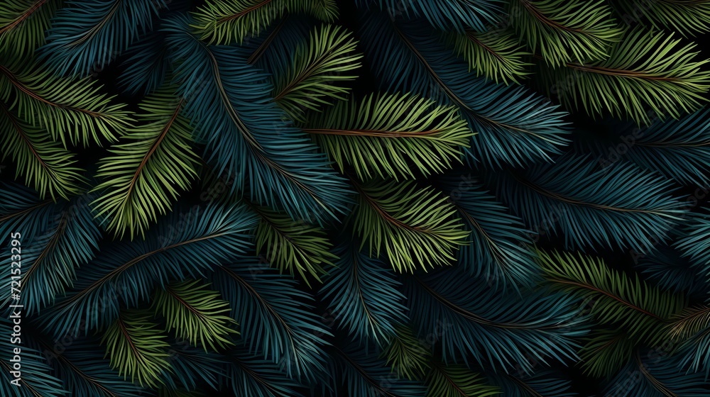 seamless background with coniferous branches pattern, coniferous, fir, 