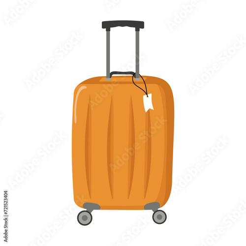 Travel suitcase, icon isolated on white isolated background. Tourism, recreation. Bag with handle, wheels retractable handle for travel, business trips or summer holidays. Travel luggage Traveler. 