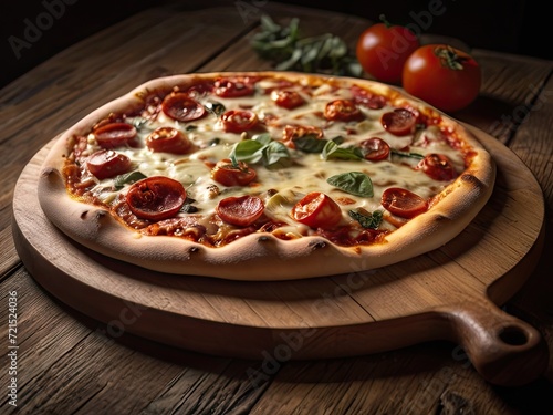 Wallpaper Mural A whole pizza on a rustic wooden table Torontodigital.ca