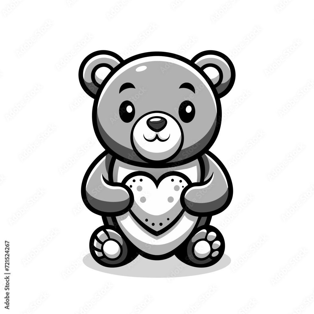 Cute teddy bear in love with heart. Vector illustration EPS 10