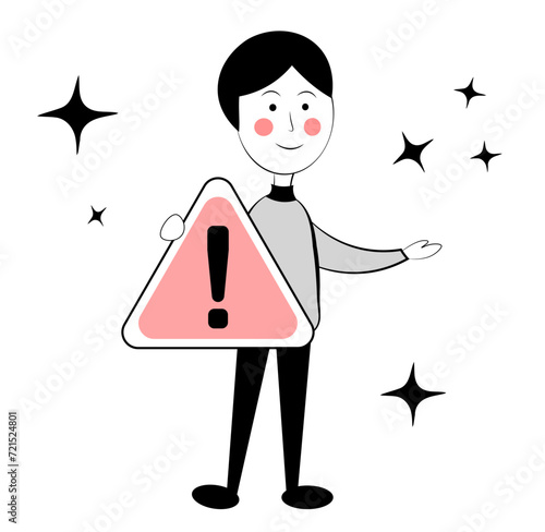 Error. A man with a sign. Doodle