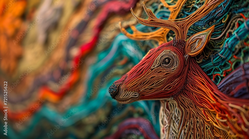 the vibrant world of a reindeer string art masterpiece, capturing intricate details and colors.