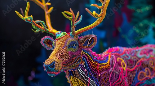 the vibrant world of a reindeer string art masterpiece, capturing intricate details and colors.