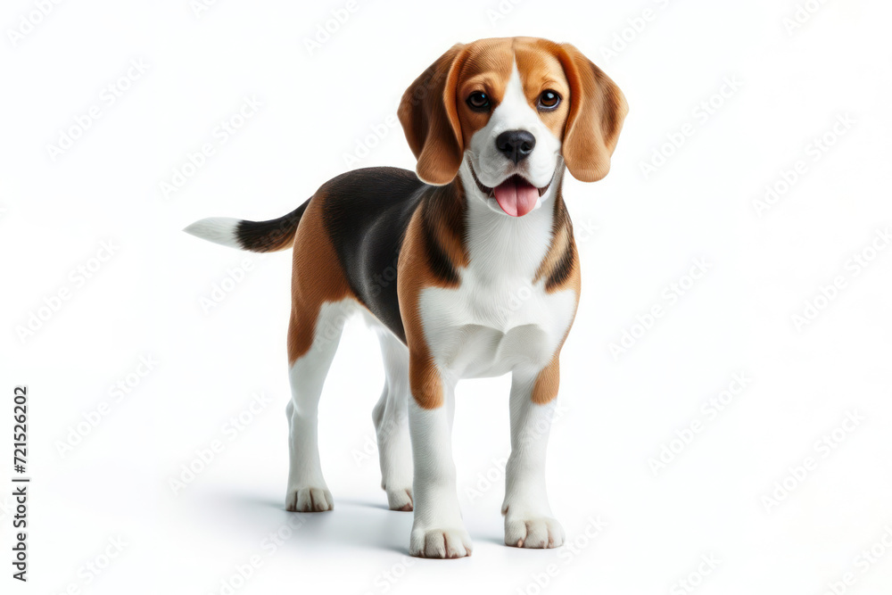 full body photo of a Beagle dog isolated on solid white background. ai generative