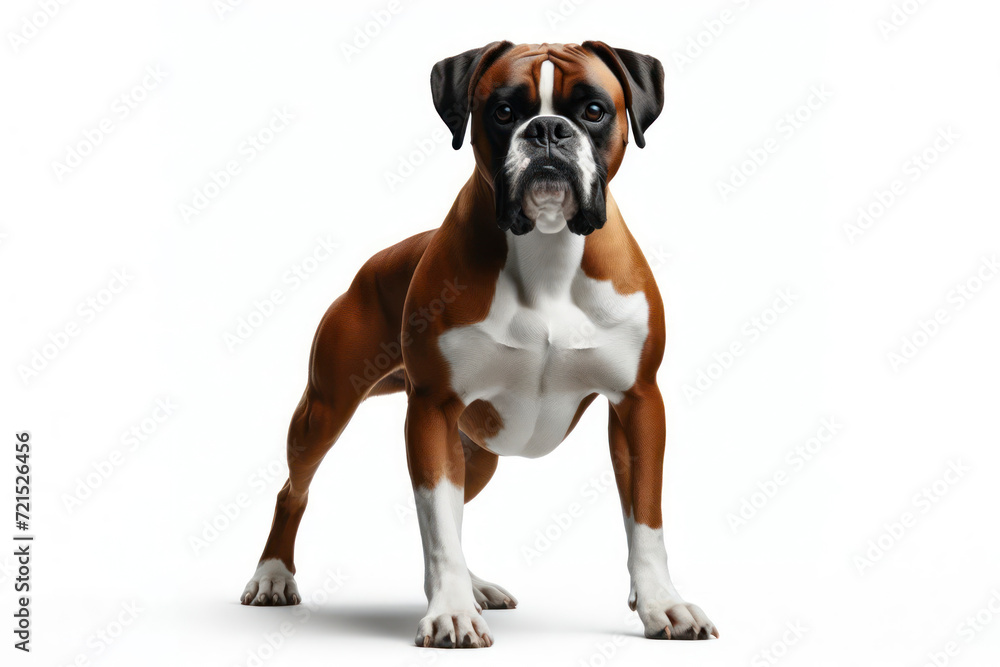 full body photo of a Boxer dog isolated on solid white background. ai generative