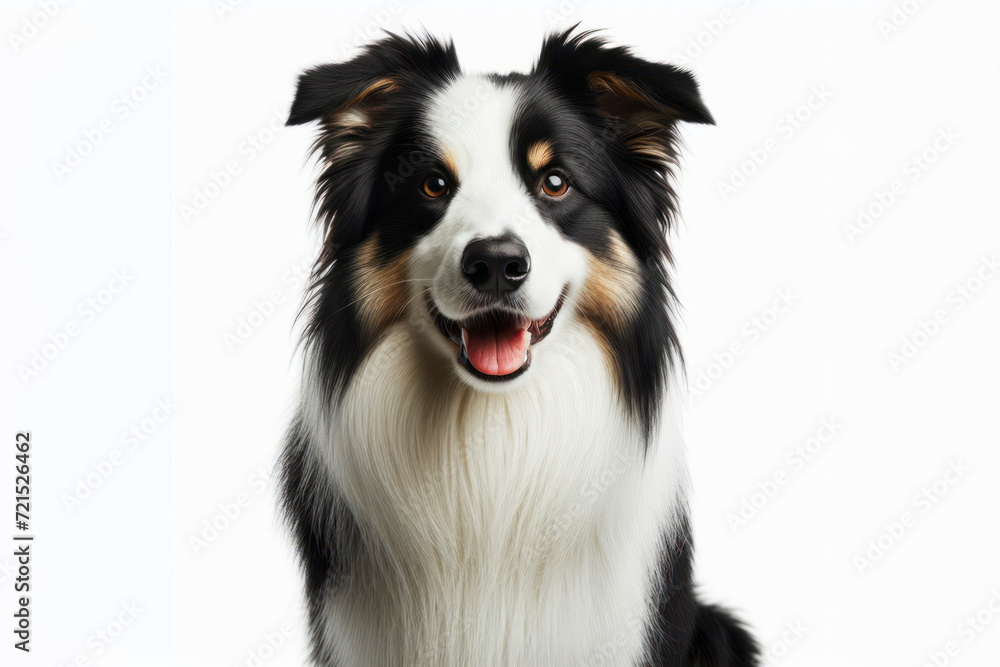 full body photo of a Border Collie dog isolated on solid white background. ai generative