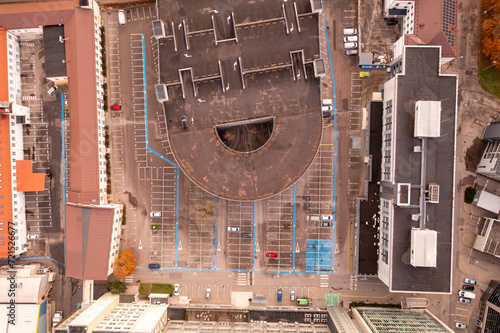 Photos Drone photography of empty multistory parking lot during autumn sunset