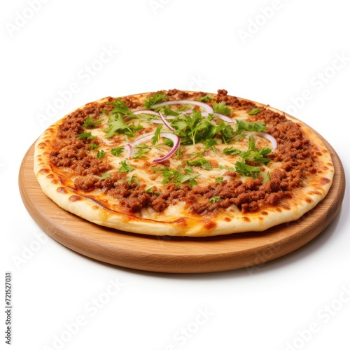 Photo of Lahmacun isolated on white background