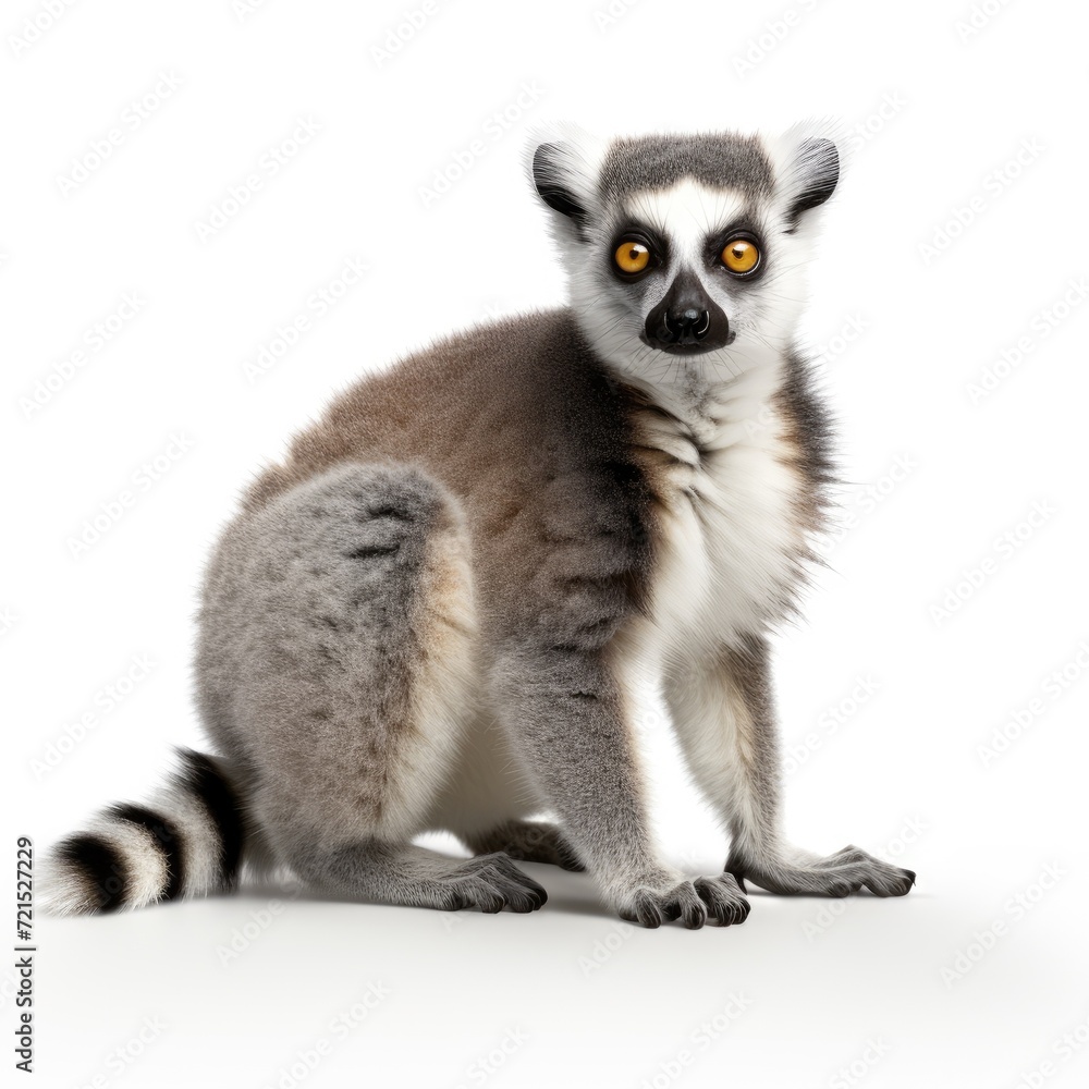 Photo of lemur isolated on white background