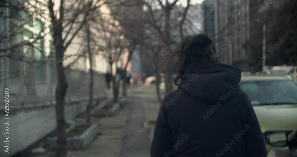 Girl walking in the cold weather Girl walking in the cold weather