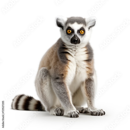 Photo of lemur isolated on white background