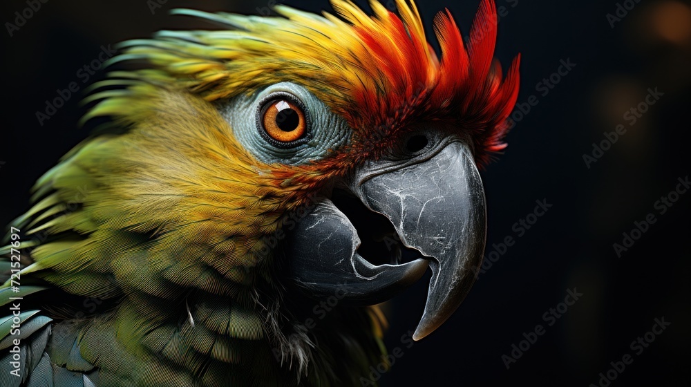 colorful parrot with a green and red feather UHD Wallpaper