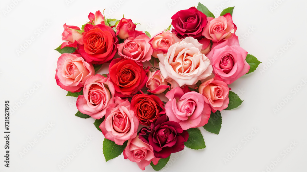 valentine's day background, love, bouquet of roses arranged in the shape of a heart on pink background valentine's day background, love, bouquet of roses arranged in the shape of a heart on pink background
