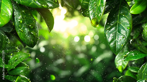 Vibrant Green Spring Leaves  Soft Bokeh and Sunlight  Freshness and Natural Beauty