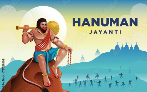 Vector creative illustration of hanuman jayanti celebrates the birth of lord sri hanuman
