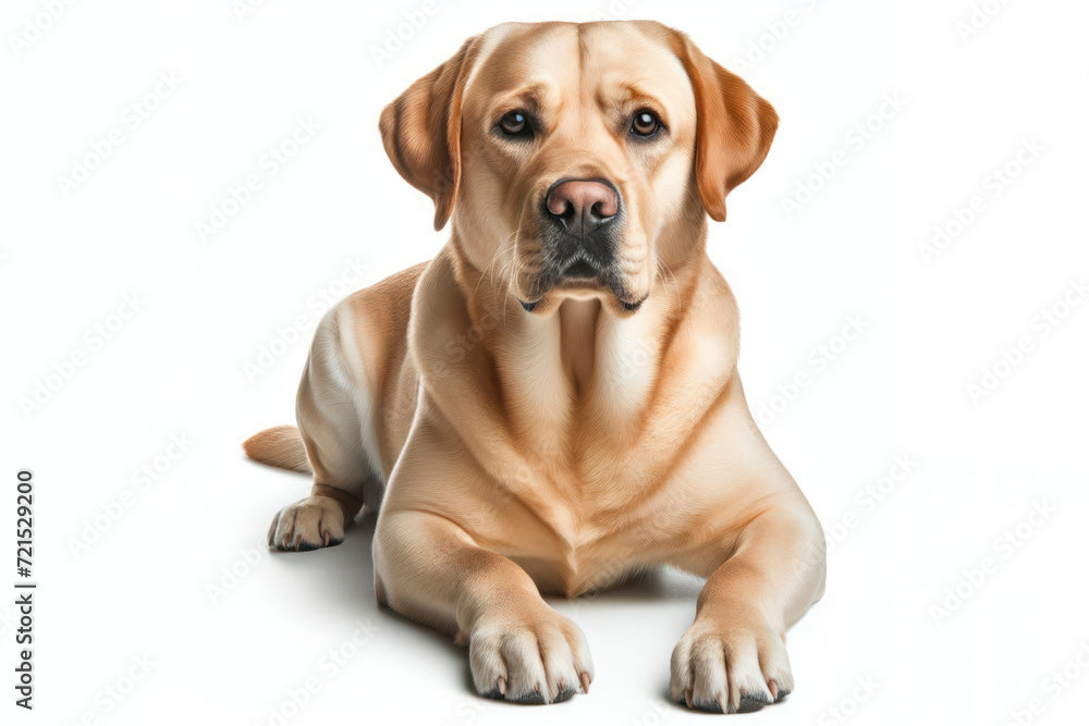 photo of a Labrador Retriever dog isolated on solid white background. ai generative