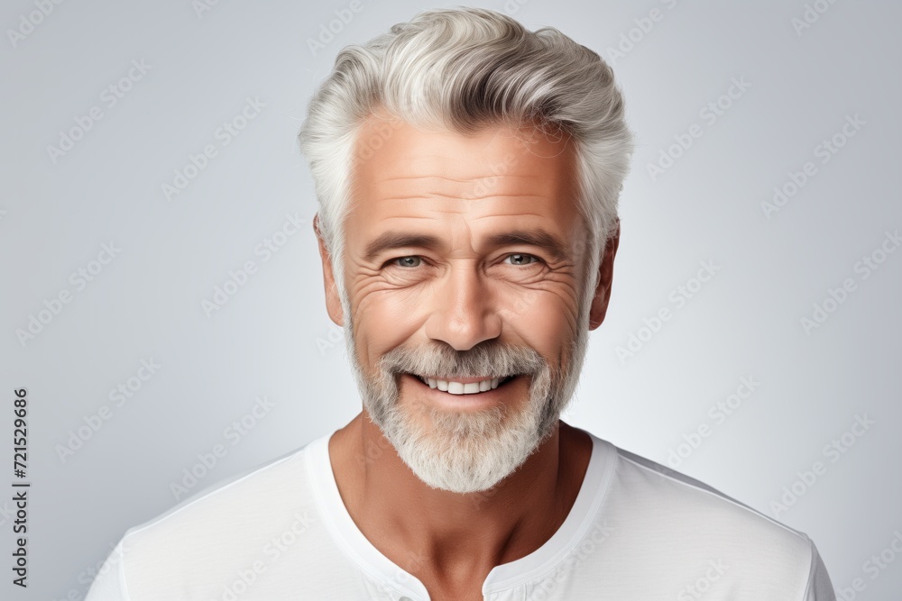 Elderly handsome man on white background