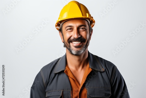 portrait of a builder on a white background