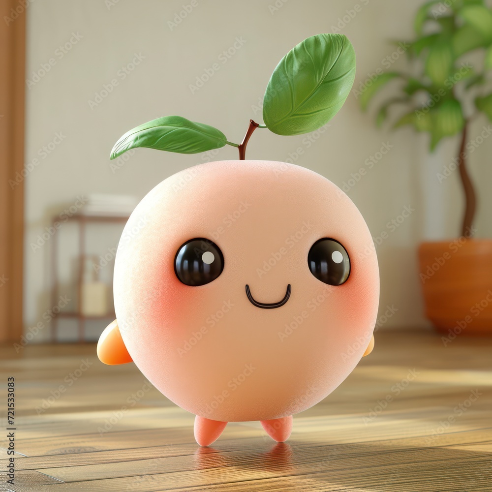 Cute peach illustration. Proper nutrition Cute peach illustration. Proper nutrition